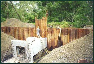 Temporary Sheet Pile cell for tide gate construction